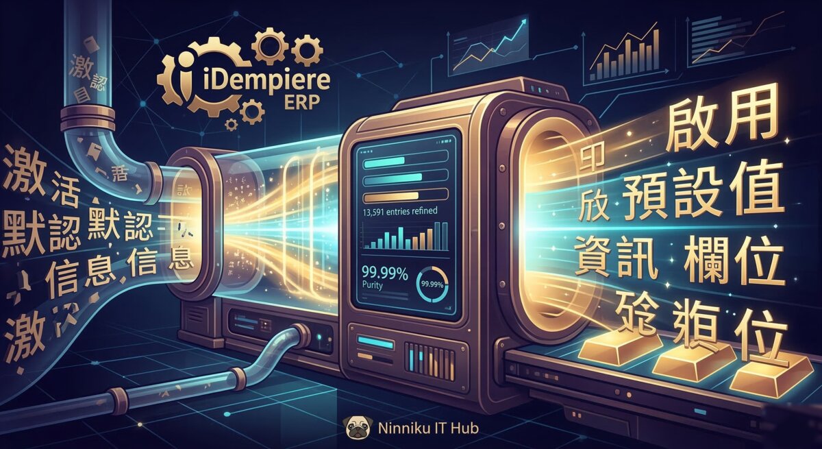 iDempiere 繁體中文語系包：純度 99.99%，比黃金還純，絕不含簡體字段，全面採用台灣在地商務術語。