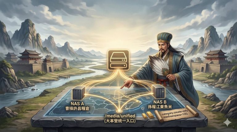 mergerfs NAS 合併儲存示意圖